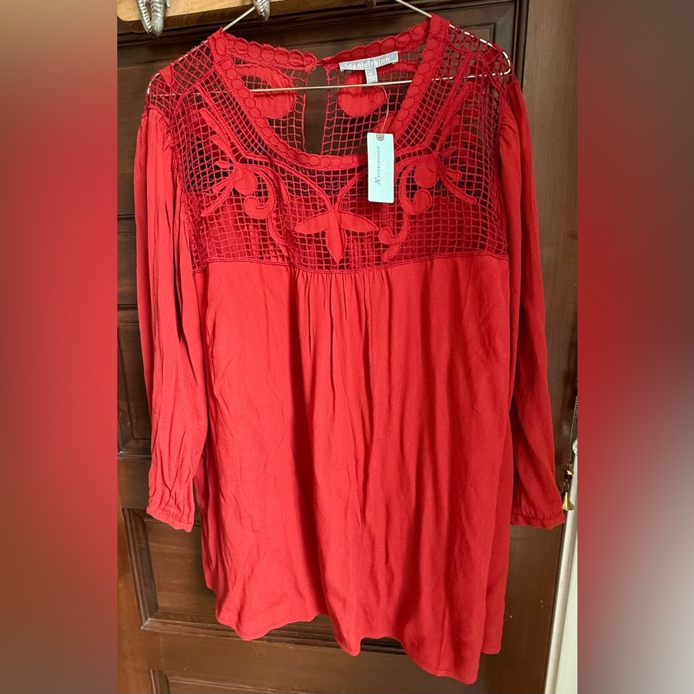 NWT Daniel Rainn Red Plus Size Blouse